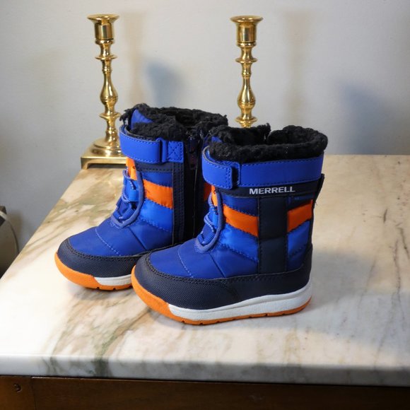 Merrell Alpine Puffer Snow Boot, Blue/Orange, 5 US Unisex Little Kid - Picture 5 of 7